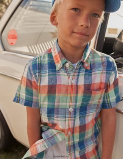 apranga lt Boden berniukai medvilniniai-lininiai marškiniai ugnies opalas/žalios madras 284XZZ847