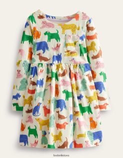 apranga lt Boden kūdikis linksma džersio suknelė ilgomis rankovėmis dramblio kaulo žaismingi jaunikliai 284XZZ360