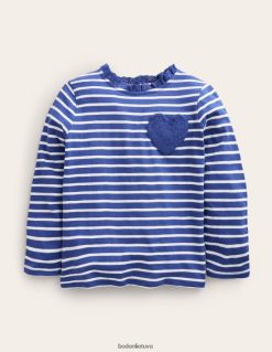 apranga lt Boden kūdikis širdelės kišenė ilgomis rankovėmis dešinysis mėlynas/dramblio kaulo 284XZZ3454