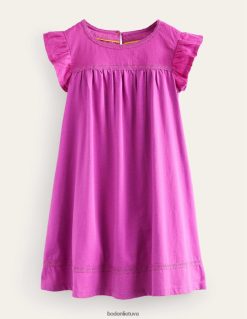 apranga lt Boden kūdikis trikotažinė suknelė su plazdančiomis rankovėmis švytinti orchidėja violetinė 284XZZ359