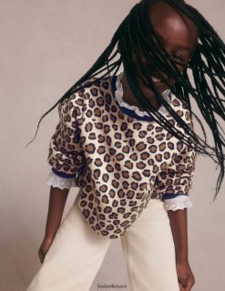 apranga lt Boden mergaites atsipalaidavęs megztinis riešutų rudas leopardas 284XZZ3140