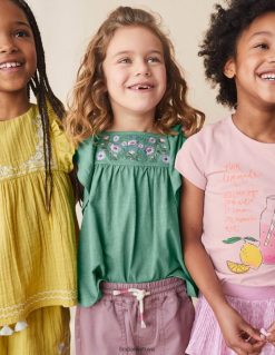 apranga lt Boden mergaites siuvinėtas trikotažinis viršus csarite žalia 284XZZ3019