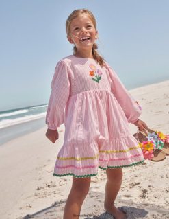 apranga lt Boden mergaites siuvinta juostele suknele Kamejo rožinė 284XZZ2950