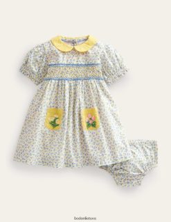 apranga lt Boden mergaites smocked nostalgiška suknelė vista mėlyna gėlių 284XZZ3302