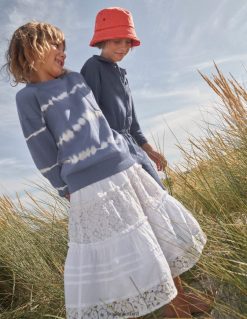 apranga lt Boden mergaites Smocked pakopinis midi sijonas baltas 284XZZ2643