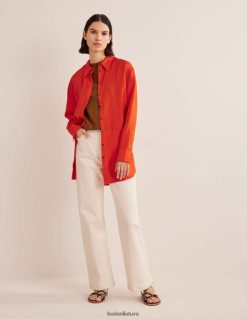 apranga lt Boden moterys atpalaiduoti lininiai marškiniai oranžinė 284XZZ1250