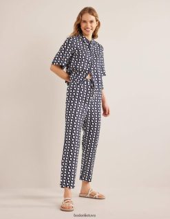 apranga lt Boden moterys atsipalaidavusios lininės kelnės Navy & Cube geo 284XZZ1108