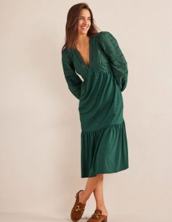 apranga lt Boden moterys austa midi džersio suknelė smaragdo naktis 284XZZ2128