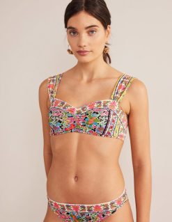 apranga lt Boden moterys Bikinio viršus su klostuotu dirželiu kelių ir gvazdikų sodas 284XZZ1760