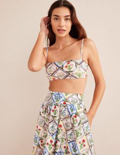 apranga lt Boden moterys Bikinio viršutinė dalis siauru dirželiu dramblio kaulas ir laukinis varpelis 284XZZ1491