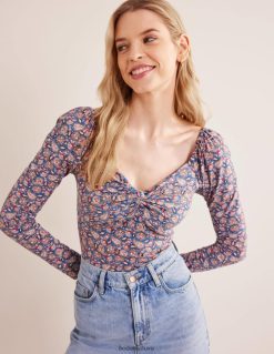 apranga lt Boden moterys brangusis džersio viršus tikra laivyno ir paisley terasa 284XZZ1929