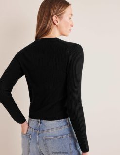 apranga lt Boden moterys briaunotas merino v megztinis juodas 284XZZ1291