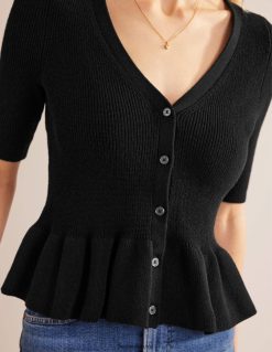 apranga lt Boden moterys briaunotas peplum megztinis juodas 284XZZ951