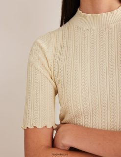 apranga lt Boden moterys briaunotas pointelle aukštu kaklu viršus šiltas dramblio kaulas 284XZZ1828