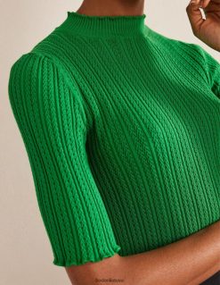 apranga lt Boden moterys briaunotas pointelle aukštu kaklu viršus žalia bitė 284XZZ1332