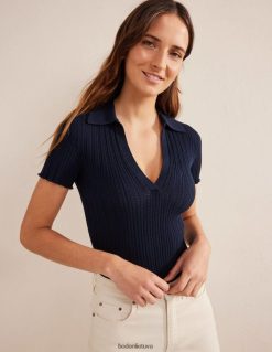 apranga lt Boden moterys briaunotas pointelle viršus su apykakle karinis jūrų laivynas 284XZZ1097