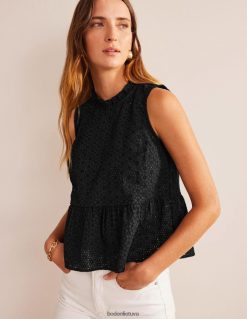 apranga lt Boden moterys broderie peplum viršus juodas 284XZZ1701