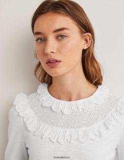 apranga lt Boden moterys broderie yoke maivymasis viršus baltas 284XZZ2174