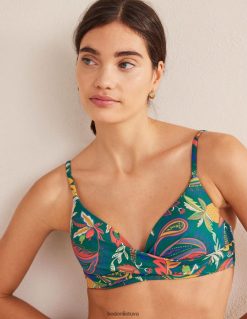 apranga lt Boden moterys capri puodelio dydžio bikinio viršutinė dalis smaragdas ir rojus Paisley 284XZZ1271