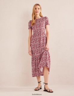 apranga lt Boden moterys daugiapakopė lengvo trikotažo midi suknelė puansetijos ir našlaičių žydėjimas 284XZZ2475