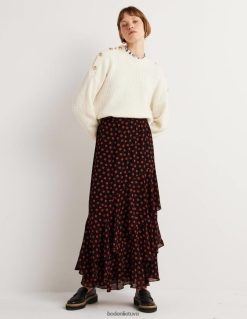 apranga lt Boden moterys daugiasluoksnis maxi sijonas juodas ir petunijos pumpuras 284XZZ1627