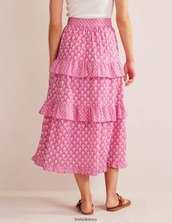 apranga lt Boden moterys daugiasluoksnis medvilninis maksi sijonas slyvų žiedai ir ramunės 284XZZ633