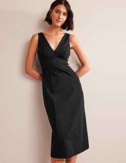 apranga lt Boden moterys Džersio midi suknelė su petnešėlėmis nugaroje juodas 284XZZ1338