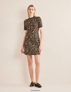 apranga lt Boden moterys džersio mini suknelė juoda ir laukinių gėlių paisley 284XZZ1346