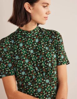 apranga lt Boden moterys džersio mini suknelė juodos ir gardenijos sūkurys 284XZZ1403