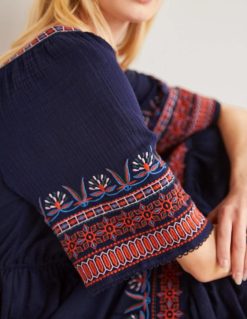 apranga lt Boden moterys džersio siuvinėta midi suknelė karinis jūrų laivynas 284XZZ2044