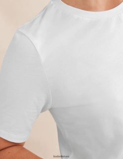 apranga lt Boden moterys grynos medvilnės marškinėliai su kaklu baltas 284XZZ1575