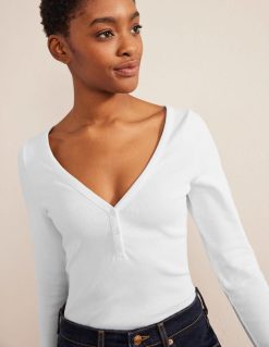 apranga lt Boden moterys henley briaunotas viršus baltas 284XZZ1668