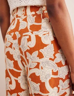 apranga lt Boden moterys Highbury lininės kelnės rust & Paisley sūkurys 284XZZ2537