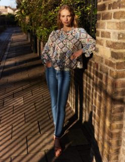 apranga lt Boden moterys išdėstymo spaudos marškiniai dramblio kaulas ir laukinis varpelis 284XZZ1087