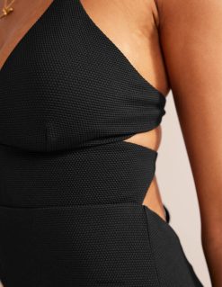 apranga lt Boden moterys iškirptas maudymosi kostiumėlis su kryželiu juoda ir korio tekstūra 284XZZ241