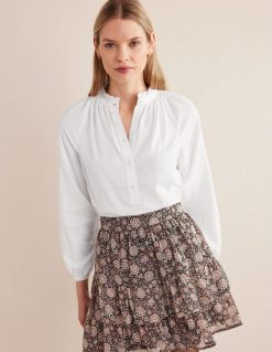 apranga lt Boden moterys kasdieniai medvilniniai popover marškinėliai baltas 284XZZ1623