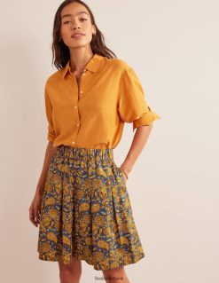 apranga lt Boden moterys klostuotas medvilninis sijonas aukso derliaus ir Paisley terasa 284XZZ1218