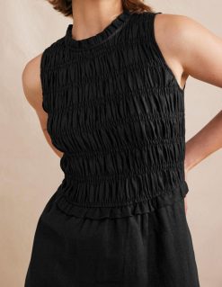 apranga lt Boden moterys lininė midi suknelė juodas 284XZZ76