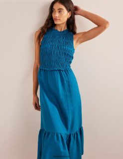 apranga lt Boden moterys lininė midi suknelė krištolinė žalsva 284XZZ584