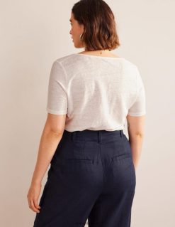 apranga lt Boden moterys lininiai marškinėliai su kaklu dramblio kaulo 284XZZ1032