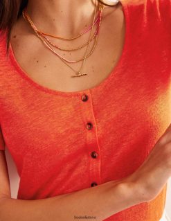 apranga lt Boden moterys lininiai marškinėliai su kaklu kraujo oranžinė 284XZZ2275