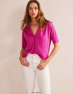 apranga lt Boden moterys Lininis henlis atviru kaklu flokso rožinė 284XZZ1672