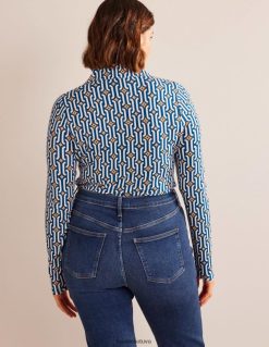 apranga lt Boden moterys marginti džersio marškinėliai safyras ir žydras geo 284XZZ1485