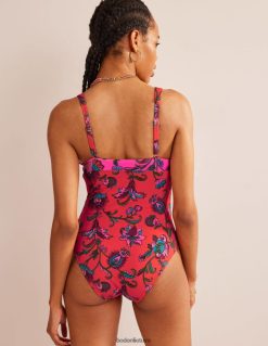 apranga lt Boden moterys Maudymosi kostiumėlis su V formos iškirpte prieskonių rožinė gėlių 284XZZ1425