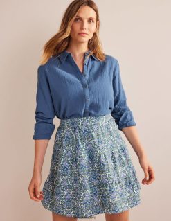 apranga lt Boden moterys medvilninės tekstūros marškinėliai tikras laivynas 284XZZ1182