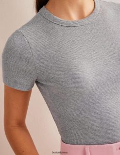 apranga lt Boden moterys medvilniniai briaunoti marškinėliai pilkas marlas 284XZZ1639