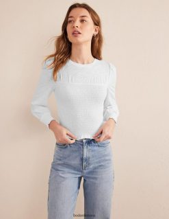 apranga lt Boden moterys medvilninis smocked liemeninis viršus baltas 284XZZ1944