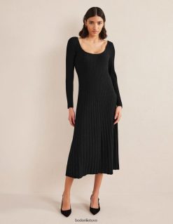 apranga lt Boden moterys megzta midi suknelė su kaklu juodas 284XZZ1613