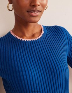 apranga lt Boden moterys nerti megzti marškinėliai safyras 284XZZ622