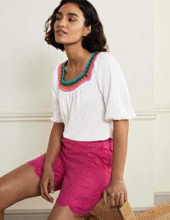 apranga lt Boden moterys nerto apdaila pūstomis rankovėmis baltas 284XZZ2217